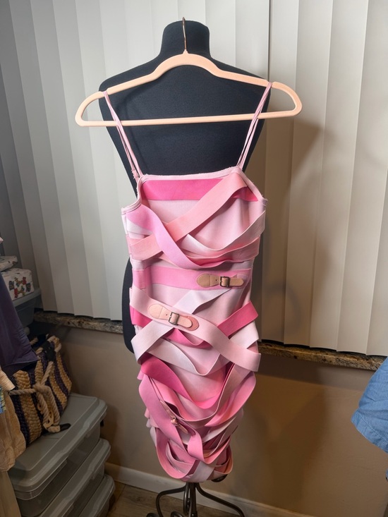 AKIRA Dresses & Skirts - Akira Pink Strappy Bandage Belt Statement Bodycon Dress Size Small